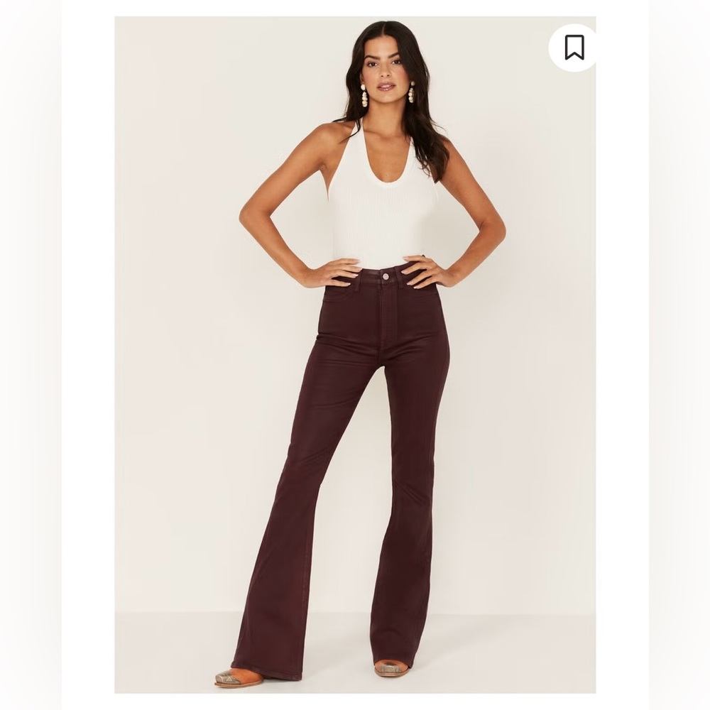 7 For All Mankind High Rise Coated Burgundy BootCut Jeans size 30